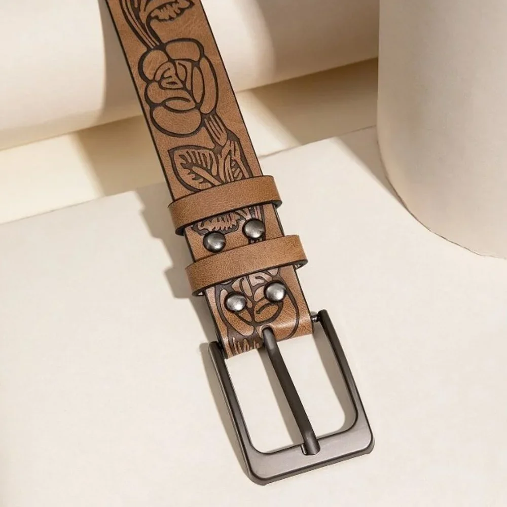 Belt with faux leather buckle